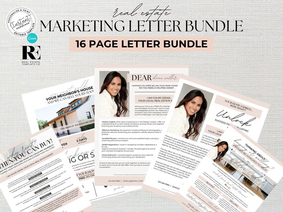 Real Estate Marketing Bundle, Prospecting, Farming Letter, Expired, FSBO, Agent, Stop Renting, Market Update, Canva Template, Luxury, Mail