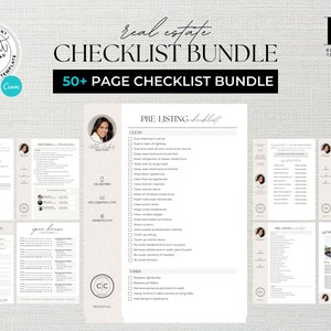 Real Estate Checklist, Real Estate Marketing, Pre-Listing Template, Buyer Checklist, Seller Checklist, Closing Day Checklist, Canva Template