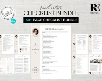Real Estate Checklist, Real Estate Marketing, Pre-Listing Template, Buyer Checklist, Seller Checklist, Closing Day Checklist, Canva Template