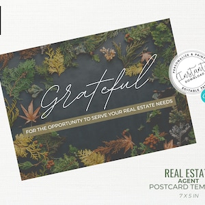 Real Estate Thanksgiving Card, Thanksgiving Pop By, Real Estate Marketing, Thanksgiving Card, Canva Template, Agent Farming Card, Grateful