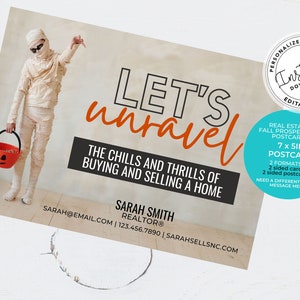 Real Estate Fall Postcard, Real estate marketing, Halloween Mailer, Agent Farming Card, Real Estate Template, Agent Prospecting, Canva