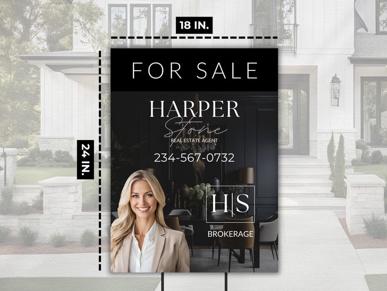 Real Estate Yard Sign Template, Open House, Canva Template, Modern for ...