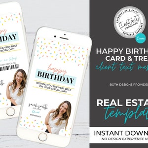 Real Estate Birthday Text Message, Happy Birthday Card, Real Estate Template, Digital Coffee Gift Card, Digital Birthday Card, Agent Gift