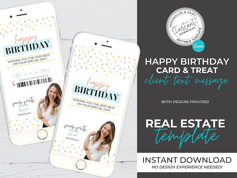 Real Estate Birthday Text Message Happy Birthday Card Real Etsy