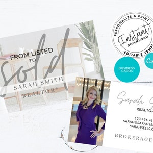 Real Estate Business Card Template, Agent Business Card, Editable Canva, Download & Print Business Card, Real Estate Marketing, PDF