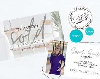Real Estate Business Card Template, Agent Business Card, Editable Canva, Download & Print Business Card, Real Estate Marketing, PDF