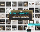 January 2026 Real Estate Social Media Canva Templates, New Years Realtor Marketing Instagram & Facebook Posts Reels Content Bundle, Luxury