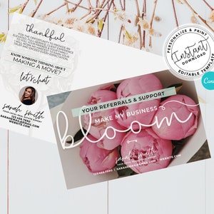 Real Estate Spring Postcard, Your Referrals Make My Business Bloom Card, Realtor Farming, Real estate marketing, Mailer, Canva Template, PNG image 3