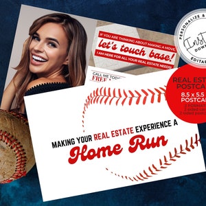 Real Estate Summer Postcard, Real estate marketing, Agent Baseball Mailer, Agent Farming Card, Editable Canva Template, Social Media