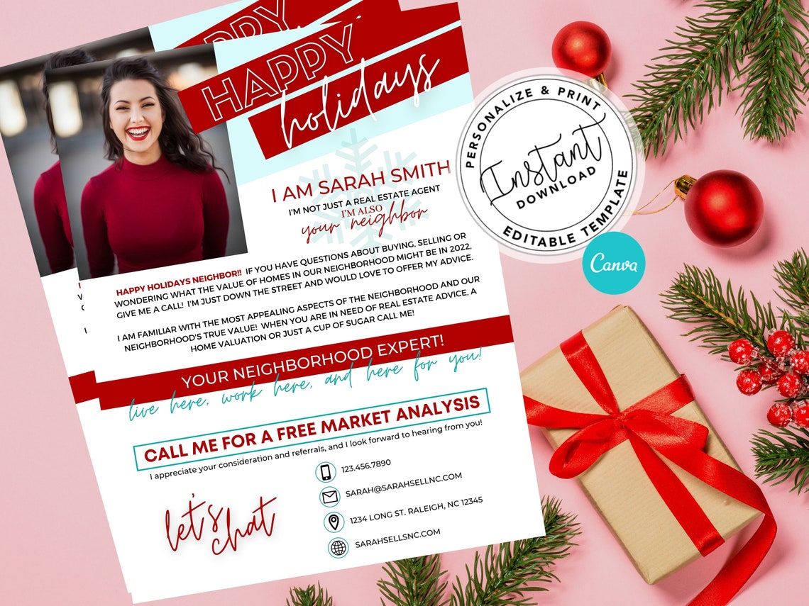 Real Estate Holiday Letter Realtor Hello Neighbor Letter Etsy