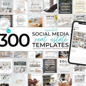 Real Estate Marketing Template, Social Media Post and Story, Modern Social Media Highlight, Instagram Marketing, Social media Bundle, Canva