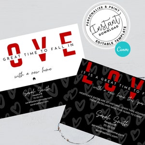 Real Estate Valentine Card, Agent Valentine Card, Agent Pop By Card, Agent Cards,Real estate marketing,Editable, Canva, Instant Download