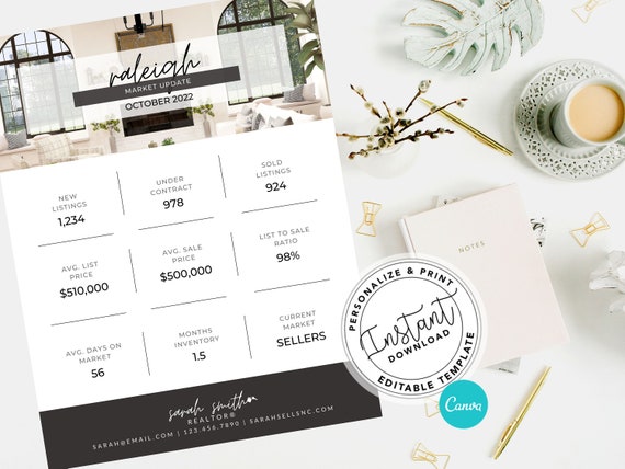 Market Update Flyer, Real Estate Marketing, Real Estate Market Stats, Modern Agent Market Update, Hello Neighbor Flyer, Agent Farming