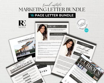 Real Estate Marketing Bundle, Prospecting, Farming Letter, Expired, FSBO, Agent, Stop Renting, Market Update, Canva Template, Luxury, Mail