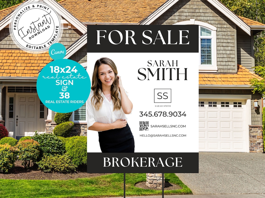 Real Estate Yard Sign, for Sale Yard Sign, Real Estate Marketing, Canva