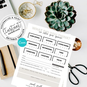 Open House Feedback Form,  Real Estate, Agent Open House Printable, PDF, Agent Tools, Real Estate Marketing, Instant Download, Canva