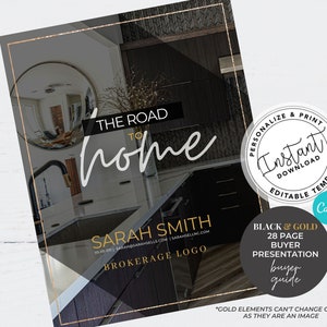 Real Estate Home Buyer Guide, Gold Buyer Presentation Template, Home Packet, Real Estate Agent Marketing, Canva Template, Buyer Guide