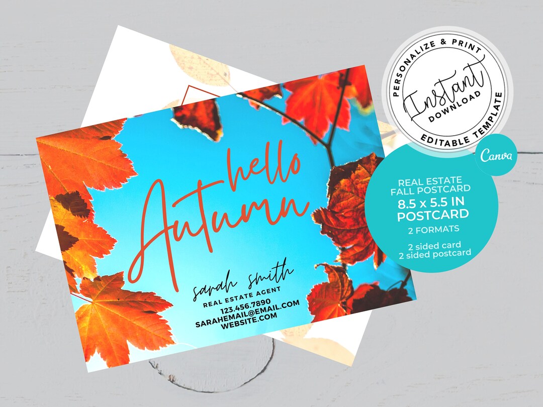 Real Estate Fall Postcard Real Estate Marketing Autumn - Etsy