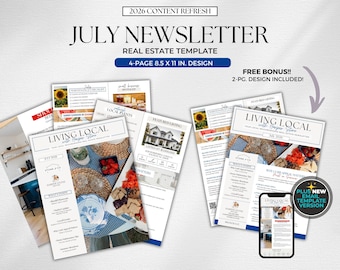 July 2026 Newsletter, Spring Real Estate Newsletter Template, Real Estate Marketing Real Estate Flyer Real Estate Printable, Canva Template
