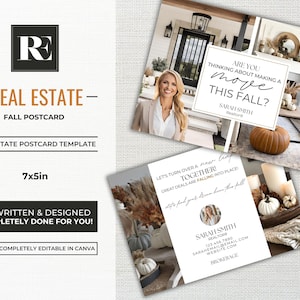 Real Estate Fall Postcard, Pumpkin Spice Real Estate, Real Estate Marketing, Autumn Farming Postcard, Canva Template, Editable, Fall News