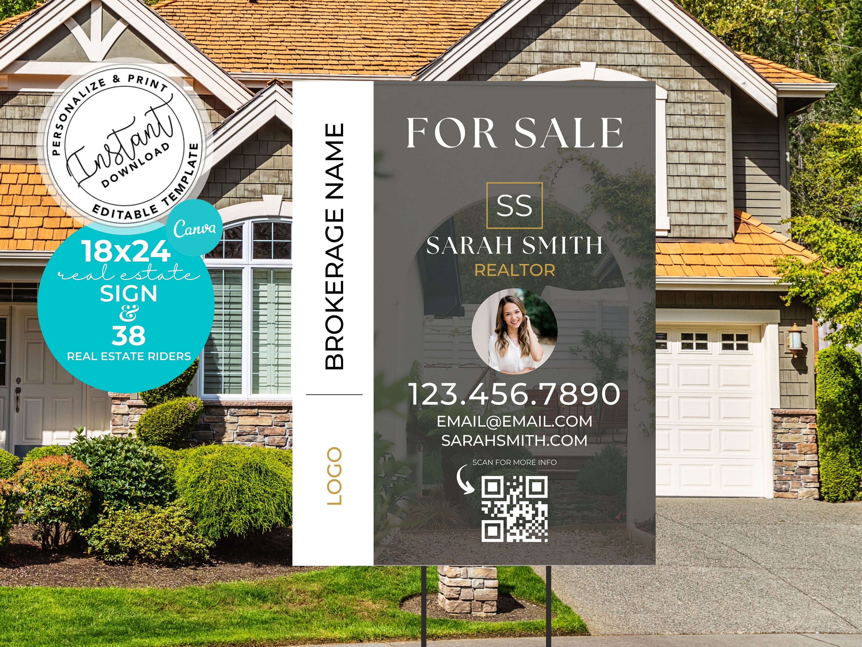 Real Estate Sign, for Sale Sign, Custom Sign, Modern for Sale Yard Sign ...