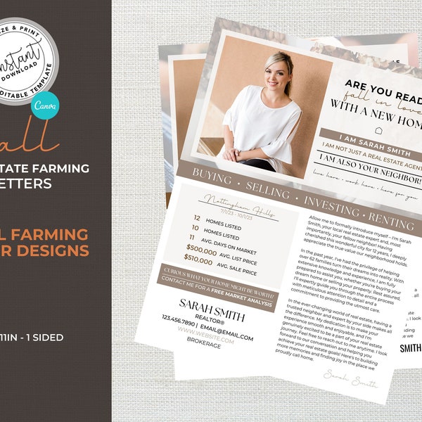 Fall Real Estate Letter, Hello Neighbor Letter, Farming Letter, Neighborhood Flyer, Real Estate Mailer, Real estate marketing, Canva