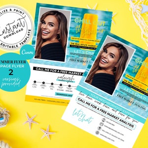 Real Estate Summer Letter Flyer, Market is Hot Mailer, Agent Farming Flyer, Real estate marketing, Chill Out this summer, Canva Template