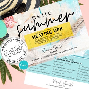 Real Estate Summer Postcard, Hello Summer Card, Agent Farming Card, Real estate marketing, Real Estate postcards, Editable, Canva