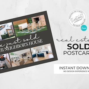 Real Estate Postcard, Sold Your neighbors House Postcard, Agent Farming Card, Canva Template, Real Estate Marketing, Editable Card, PDF
