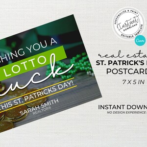 Real Estate St. Patricks Day Postcard, Real estate marketing, Agent Card, Real Estate Farming card, Real estate marketing, Canva Template