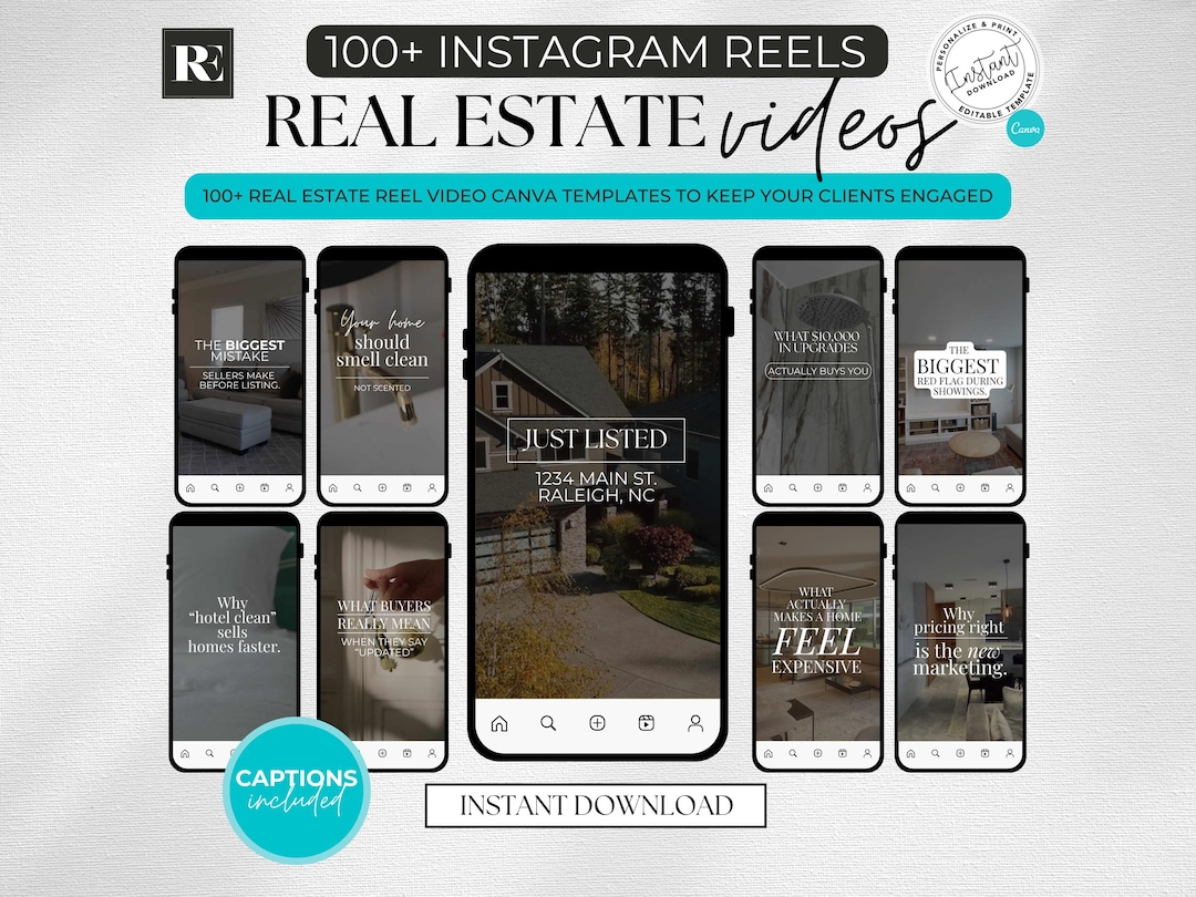Real Estate Reel Video Canva Templates, Realtor Social Media Bundle ...
