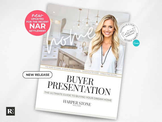 Real Estate Home Buyer Guide, NAR Settlement, Real Estate Agent Marketing, Canva Template, Buyer Presentation, Editable, Buyer Agreement