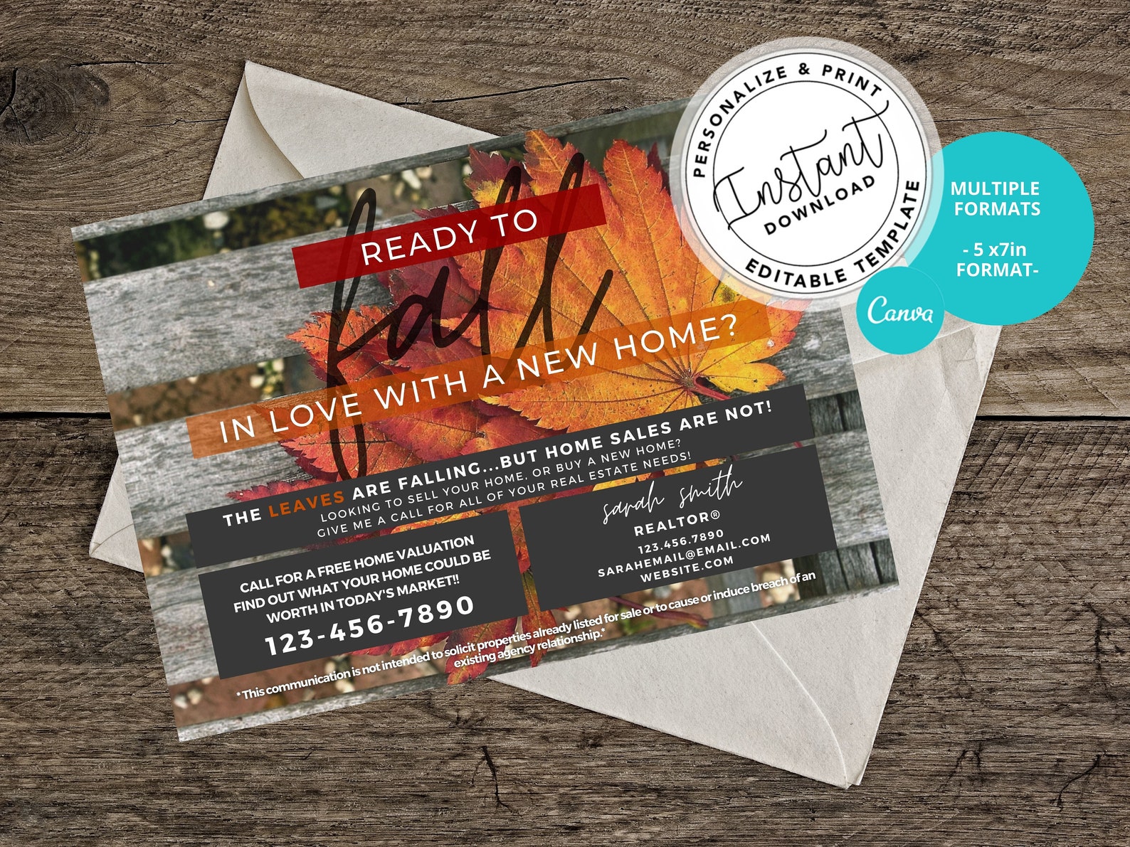 Real Estate Fall Postcards Realtor Autumn Card Realtor Etsy