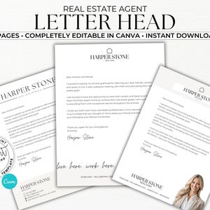 Real Estate Letterhead, Canva Template, Editable Letterhead, Customizable Real Estate, Real Estate Marketing, Letterhead Designs, Modern