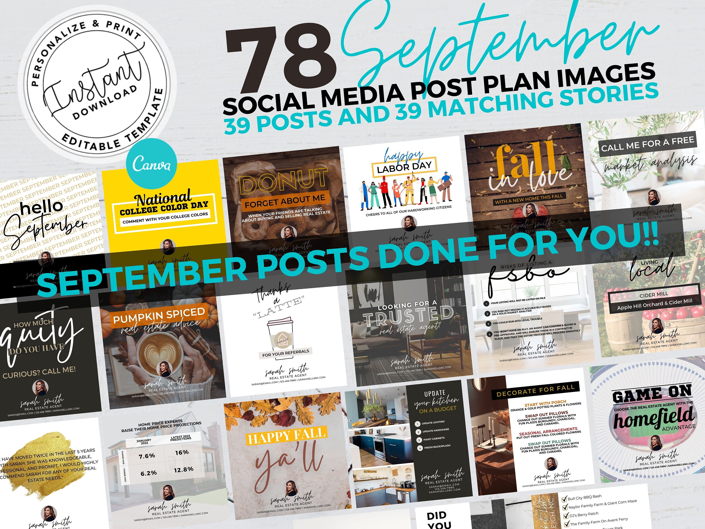 September Posts Real Estate September Social Media Post, Real Estate Marketing ...