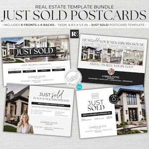Just Sold Postcard Bundle, Real Estate Postcard Template, Neighborhood Farming, Real Estate Agent Marketing, Canva Template, Agent Marketing