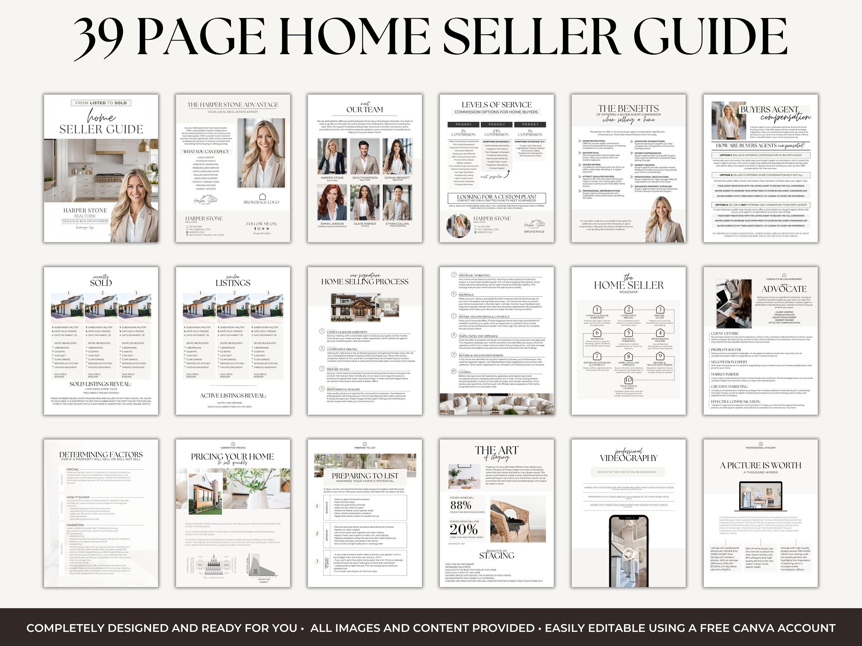 Real Estate Listing Presentation, Seller Guide, Canva Template for ...