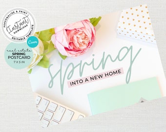 Real Estate Marketing, Real Estate Spring Postcard, Canva Template, Farming Card, Real Estate Mailer, Realtor Postcard, Instant Download