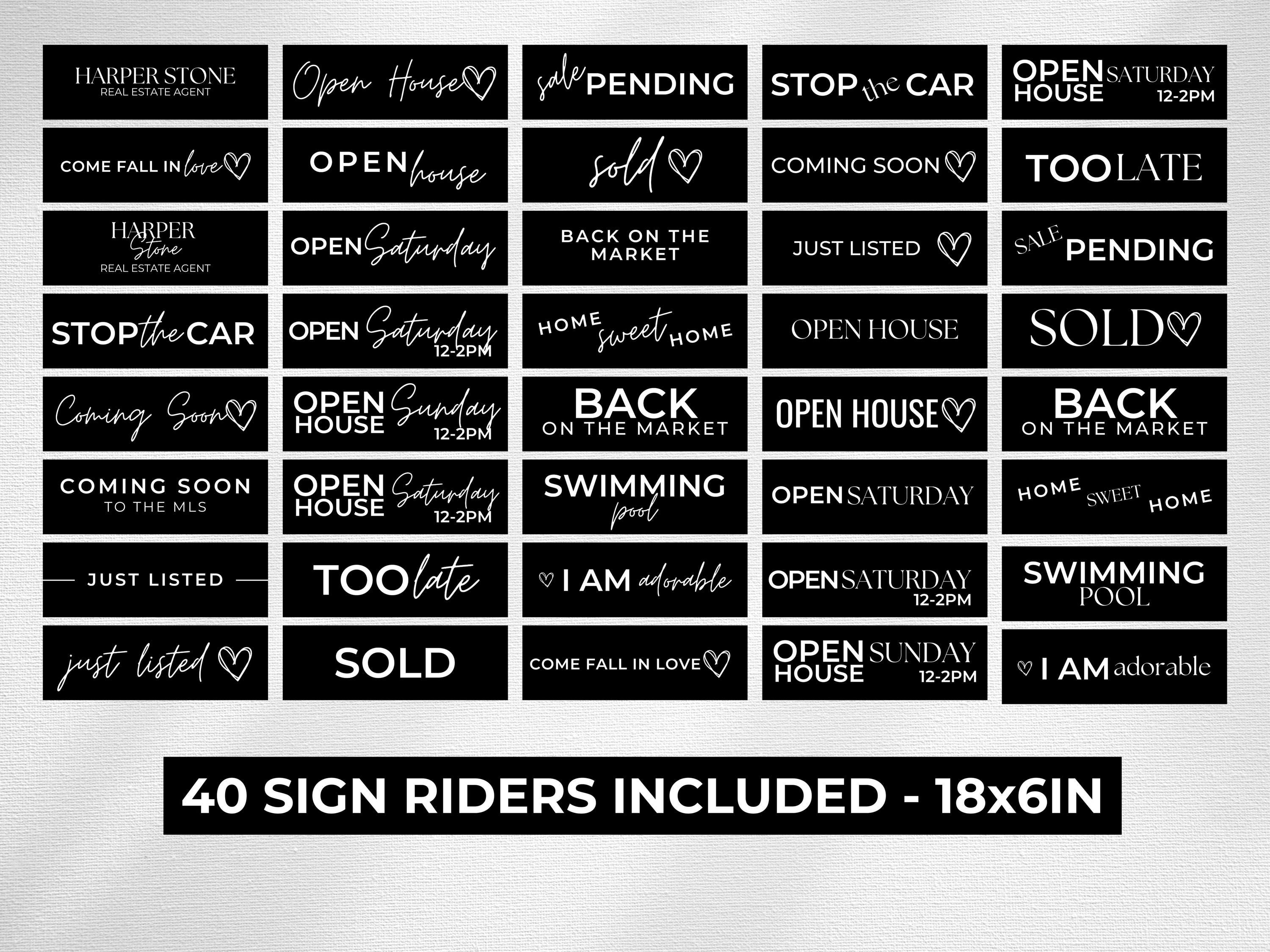 Real Estate Sign Bundle, Custom Sign, Modern Yard Signs, Open House ...