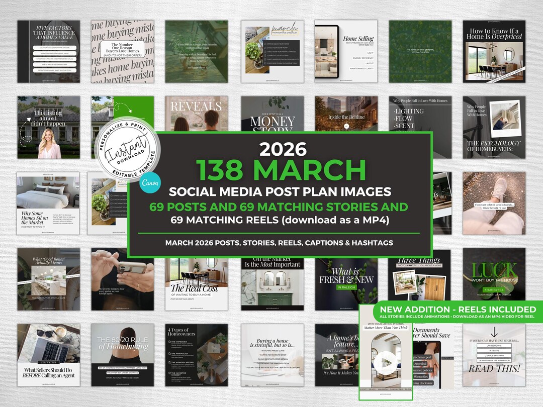 March 2026 Real Estate Social Media Canva Templates, Realtor Marketing ...