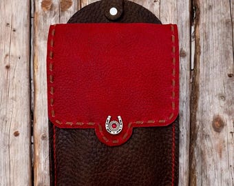 Leather Saddle Bag, Field Trial Bag, Clip-On Saddle Pouch, Large