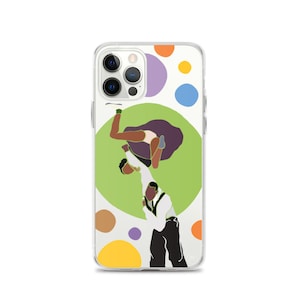 Colorful Swing Dance iPhone Case | Lindy Hop Dancers Illustration with Colorful Circles iPhone Case