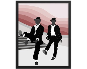 Framed Jazz Dancers Art Print, Minimalist Swing Dance Poster