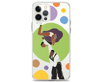 Colorful Swing Dance iPhone Case | Lindy Hop Dancers Illustration with Colorful Circles iPhone Case