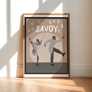 Swing Dance Couple 1930-50s Vintage | African American Swing Jazz Dance | Savoy Ballroom Poster