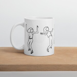 Minimalist Illustration of Woman Dancers on White Ceramic Mug | Mugs for Dancers | Gifts for Dancers