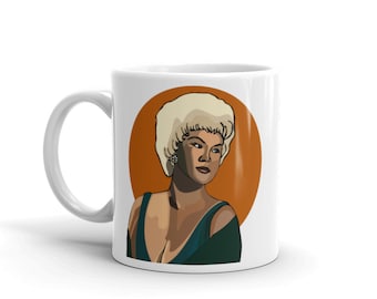 Taza con retrato de Etta James / Frase "Prefiero quedarme ciego"