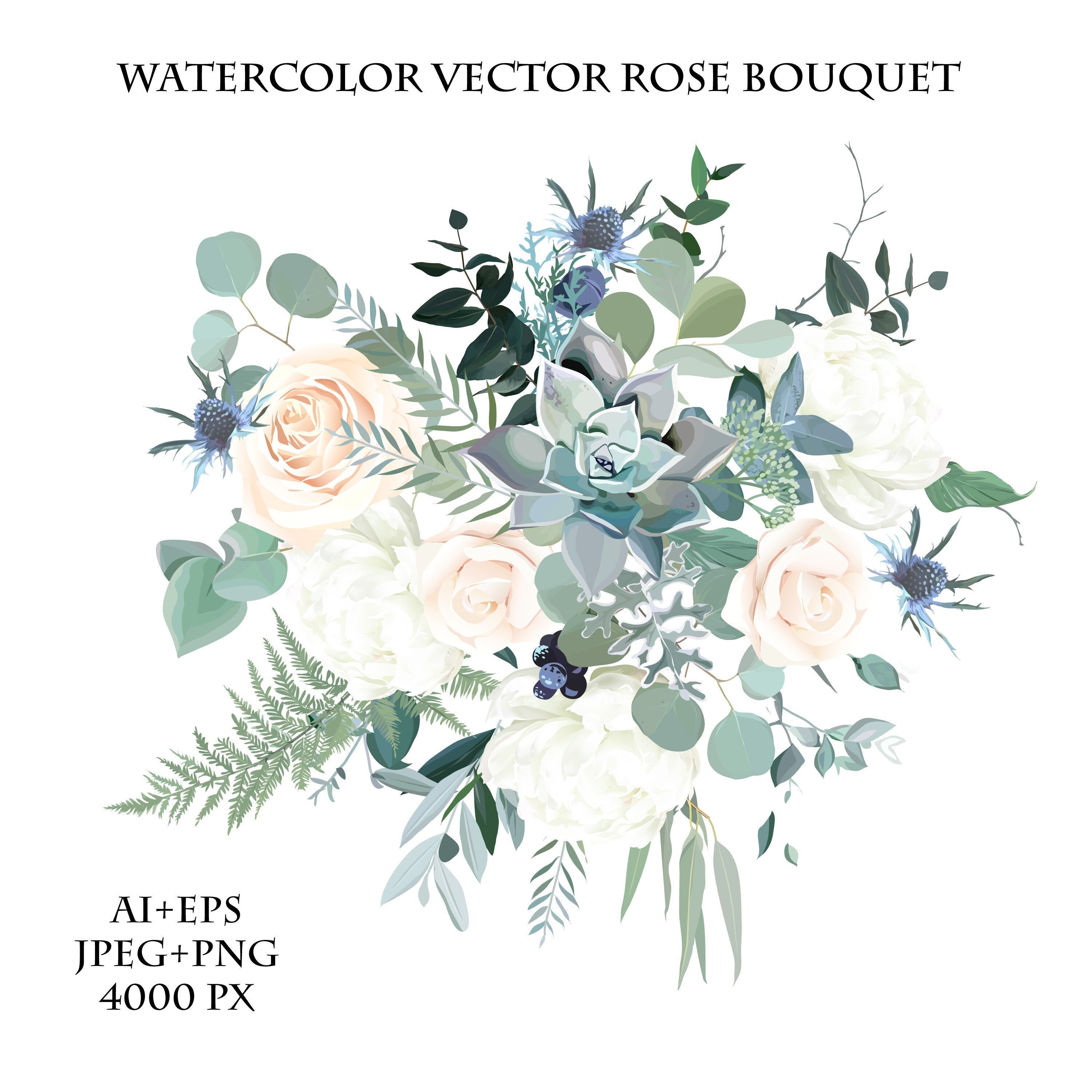 Silver Sage Green Pink Blush and White Flowers Vector Design - Etsy
