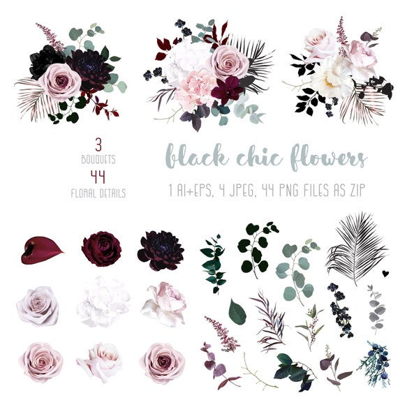 Black flowers best sale