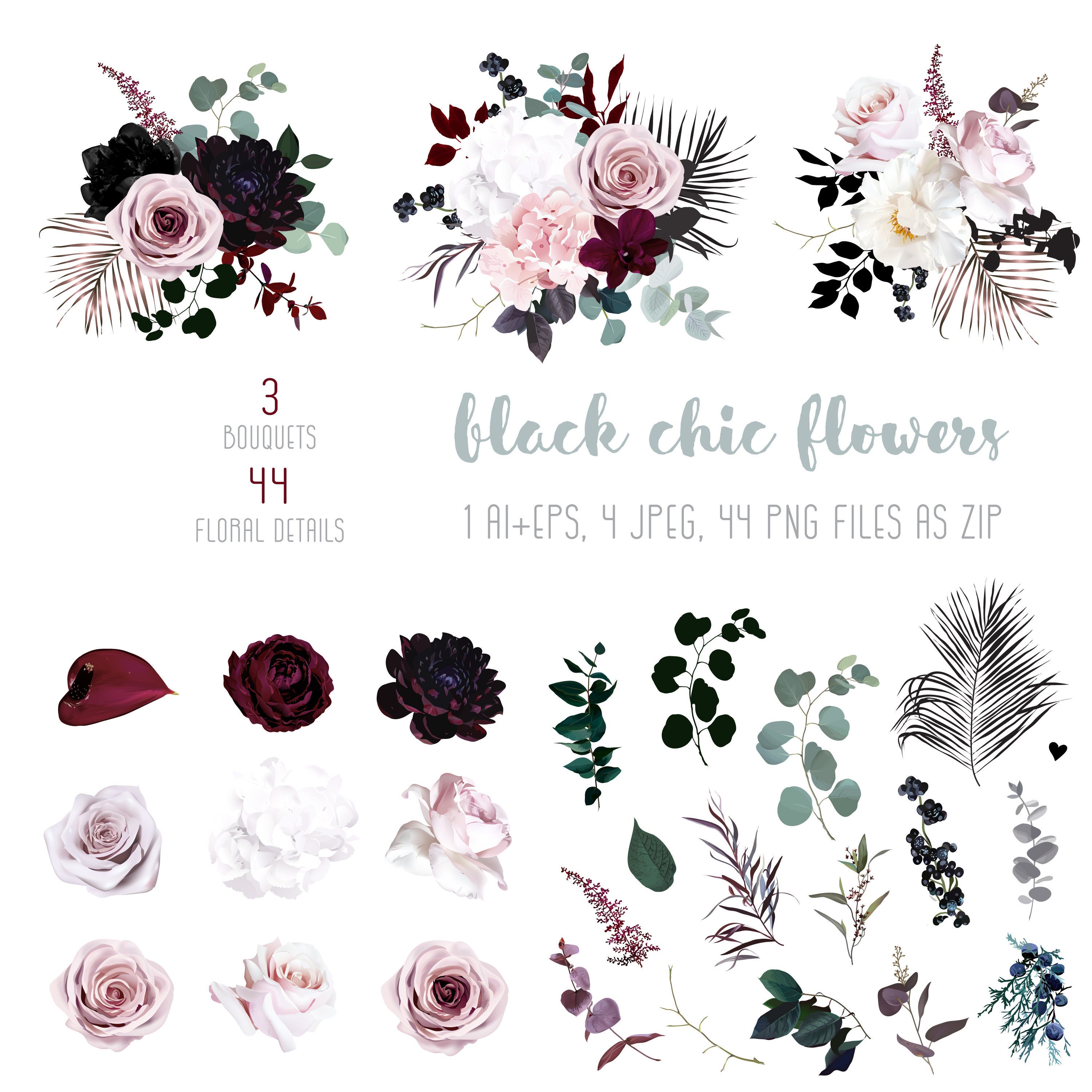 Rosa polvoriento pastel flores negras gran conjunto de - Etsy España Rosa polvoriento pastel flores negras gran conjunto de - Etsy España